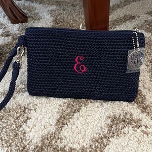 The Sak Crochet Craze Wristlet with “E” Monogram